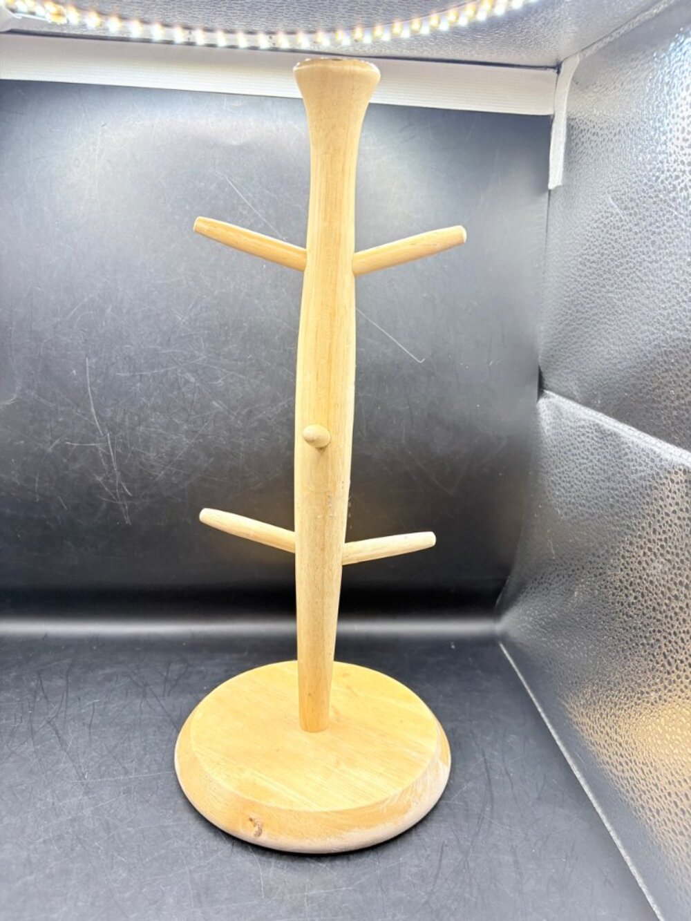 Vintage Kamenstein Wooden Mug Tree Cup Holder Stand 13" Tall 6 Hooks